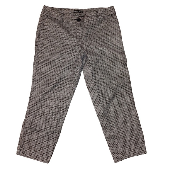 HILARY RADLEY Pants Women's Size 4 Black Cropped Diamond Print Ankle Length - Picture 1 of 11